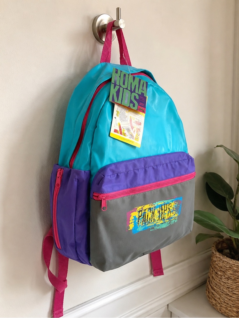 Vintage 1992 Roma Kids Backpack NWT Deadstock 90s Colorblock